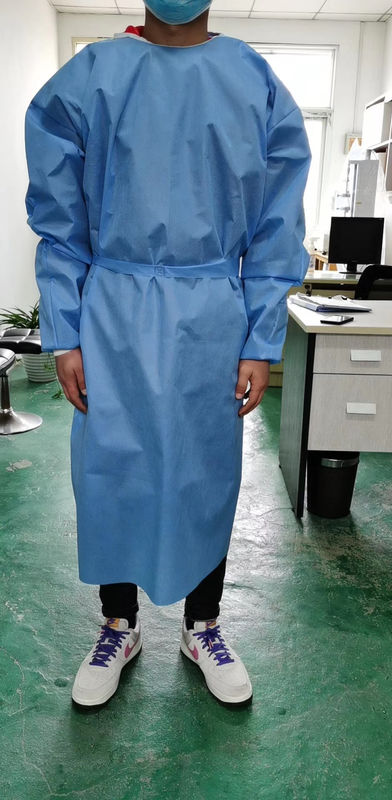 生殖不能伸縮性がある袖口が付いている青い45g使い捨て可能な医学の分離の生殖不能ガウン非かEO